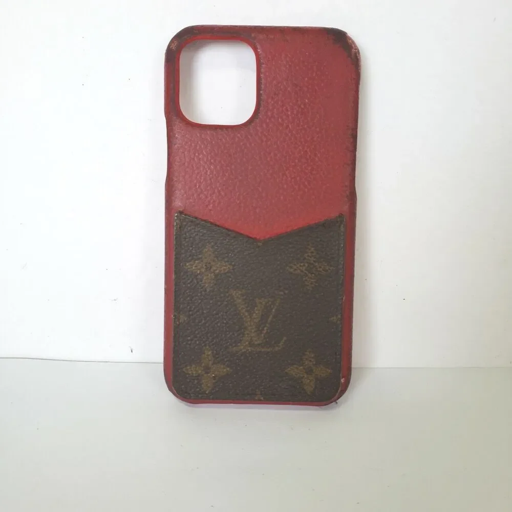 Louis Vuitton Iphone 11 Pro Cell‎ Phone Card Case Leather Signature Red Damaged